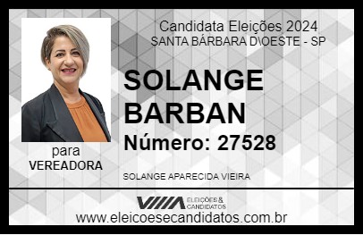 Candidato SOLANGE VIEIRA 2024 - SANTA BÁRBARA D\OESTE - Eleições