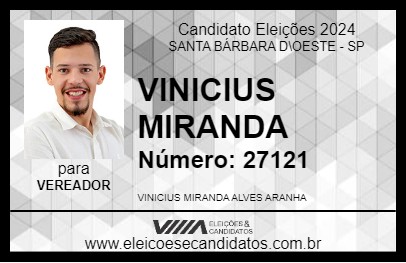 Candidato VINICIUS MIRANDA 2024 - SANTA BÁRBARA D\OESTE - Eleições