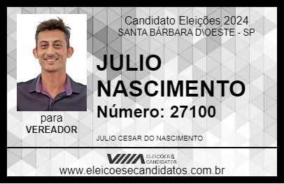 Candidato JULIO NASCIMENTO 2024 - SANTA BÁRBARA D\OESTE - Eleições