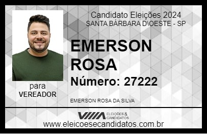 Candidato EMERSON ROSA 2024 - SANTA BÁRBARA D\OESTE - Eleições