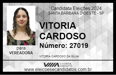 Candidato VITORIA CARDOSO 2024 - SANTA BÁRBARA D\OESTE - Eleições