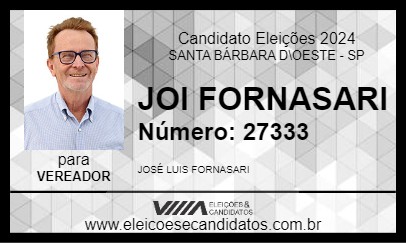 Candidato JOI FORNASARI 2024 - SANTA BÁRBARA D\OESTE - Eleições