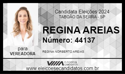 Candidato REGINA AREIAS 2024 - TABOÃO DA SERRA - Eleições