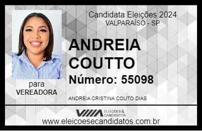 Candidato ANDREIA COUTTO 2024 - VALPARAÍSO - Eleições