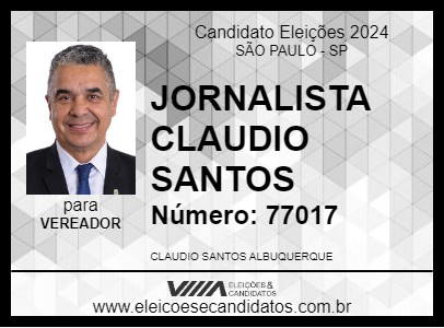 Candidato JORNALISTA CLAUDIO SANTOS 2024 - SÃO PAULO - Eleições