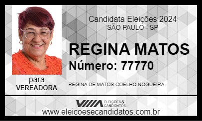 Candidato REGINA MATOS 2024 - SÃO PAULO - Eleições