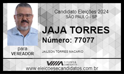 Candidato JAJA TORRES 2024 - SÃO PAULO - Eleições