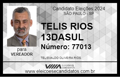 Candidato TELIS RIOS 13DASUL 2024 - SÃO PAULO - Eleições