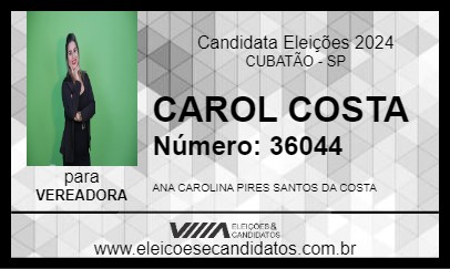 Candidato CAROL COSTA 2024 - CUBATÃO - Eleições