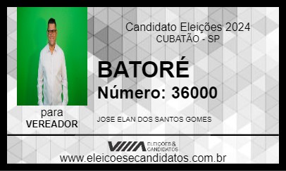 Candidato BATORÉ 2024 - CUBATÃO - Eleições