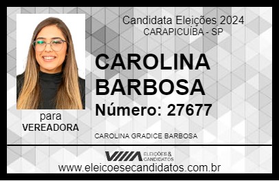 Candidato CAROLINA BARBOSA 2024 - CARAPICUÍBA - Eleições