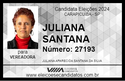 Candidato JULIANA SANTANA 2024 - CARAPICUÍBA - Eleições