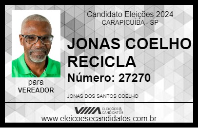 Candidato JONAS COELHO RECICLA 2024 - CARAPICUÍBA - Eleições