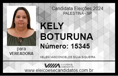 Candidato KELY DE BOTURUNA 2024 - PALESTINA - Eleições