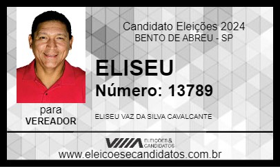 Candidato ELISEU 2024 - BENTO DE ABREU - Eleições