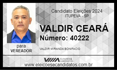 Candidato VALDIR CEARÁ 2024 - ITUPEVA - Eleições