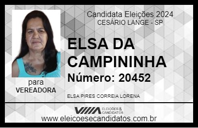 Candidato ELSA DA CAMPININHA 2024 - CESÁRIO LANGE - Eleições