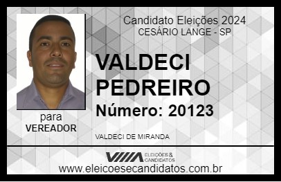 Candidato VALDECI PEDREIRO 2024 - CESÁRIO LANGE - Eleições