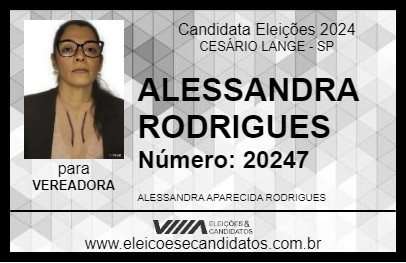 Candidato ALESSANDRA RODRIGUES 2024 - CESÁRIO LANGE - Eleições