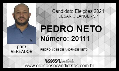 Candidato PEDRO NETO 2024 - CESÁRIO LANGE - Eleições