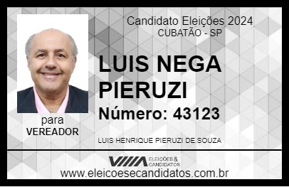 Candidato LUIS NEGA PIERUZI 2024 - CUBATÃO - Eleições