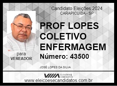 Candidato PROF LOPES COLETIVO ENFERMAGEM 2024 - CARAPICUÍBA - Eleições