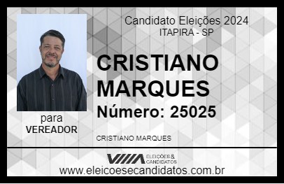 Candidato CRISTIANO MARQUES 2024 - ITAPIRA - Eleições