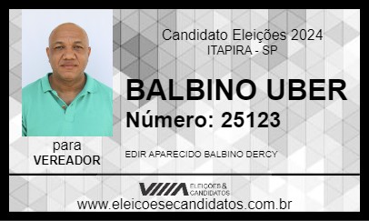 Candidato BALBINO UBER 2024 - ITAPIRA - Eleições