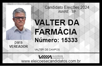 Candidato VALTER DA FARMÁCIA 2024 - AVARÉ - Eleições