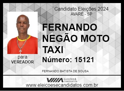 Candidato FERNANDO NEGÃO MOTO TAXI 2024 - AVARÉ - Eleições