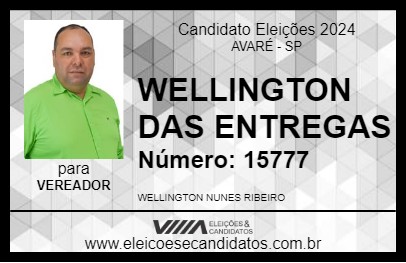 Candidato WELLINGTON DAS ENTREGAS 2024 - AVARÉ - Eleições