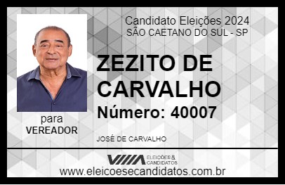 Candidato ZEZITO DE CARVALHO 2024 - SÃO CAETANO DO SUL - Eleições