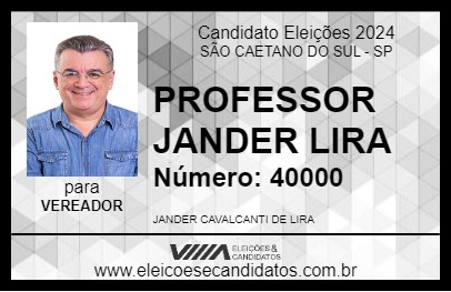 Candidato PROFESSOR JANDER LIRA 2024 - SÃO CAETANO DO SUL - Eleições