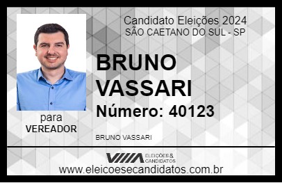 Candidato BRUNO VASSARI 2024 - SÃO CAETANO DO SUL - Eleições