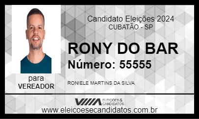 Candidato RONY DO BAR 2024 - CUBATÃO - Eleições