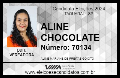 Candidato ALINE CHOCOLATE 2024 - TAQUARAL - Eleições