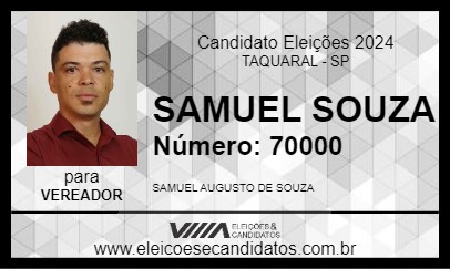 Candidato SAMUEL SOUZA 2024 - TAQUARAL - Eleições