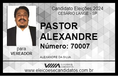 Candidato PASTOR ALEXANDRE 2024 - CESÁRIO LANGE - Eleições