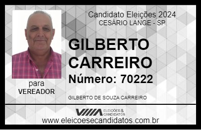 Candidato GILBERTO CARREIRO 2024 - CESÁRIO LANGE - Eleições