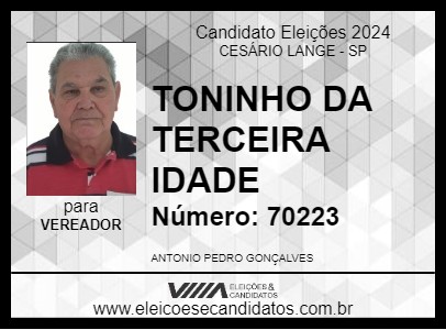 Candidato TONINHO DA TERCEIRA IDADE 2024 - CESÁRIO LANGE - Eleições