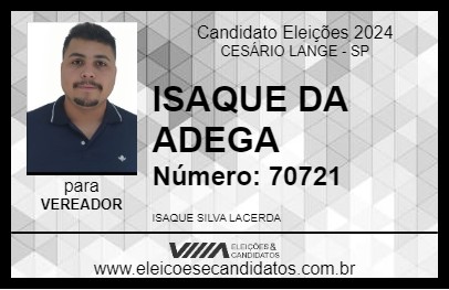 Candidato ISAQUE DA ADEGA 2024 - CESÁRIO LANGE - Eleições