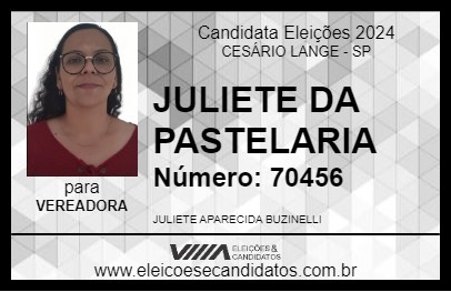 Candidato JULIETE DA PASTELARIA 2024 - CESÁRIO LANGE - Eleições