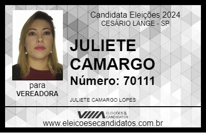 Candidato JULIETE CAMARGO 2024 - CESÁRIO LANGE - Eleições