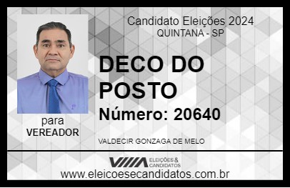 Candidato DECO DO POSTO 2024 - QUINTANA - Eleições