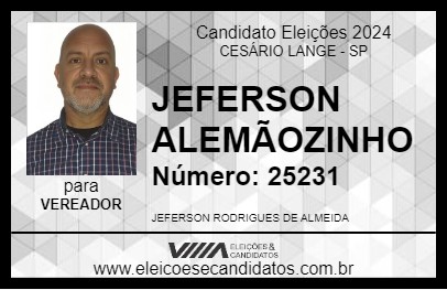 Candidato JEFERSON ALEMÃOZINHO 2024 - CESÁRIO LANGE - Eleições