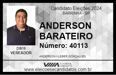 Candidato ANDERSON BARATEIRO 2024 - BARRINHA - Eleições