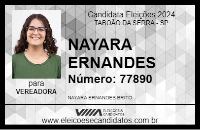 Candidato NAYARA ERNANDES 2024 - TABOÃO DA SERRA - Eleições