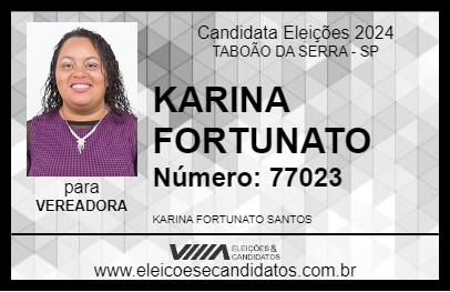 Candidato KARINA FORTUNATO 2024 - TABOÃO DA SERRA - Eleições