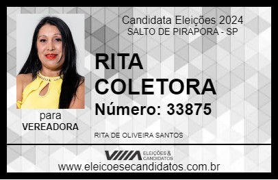 Candidato RITA COLETORA 2024 - SALTO DE PIRAPORA - Eleições