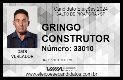 Candidato GRINGO CONSTRUTOR 2024 - SALTO DE PIRAPORA - Eleições